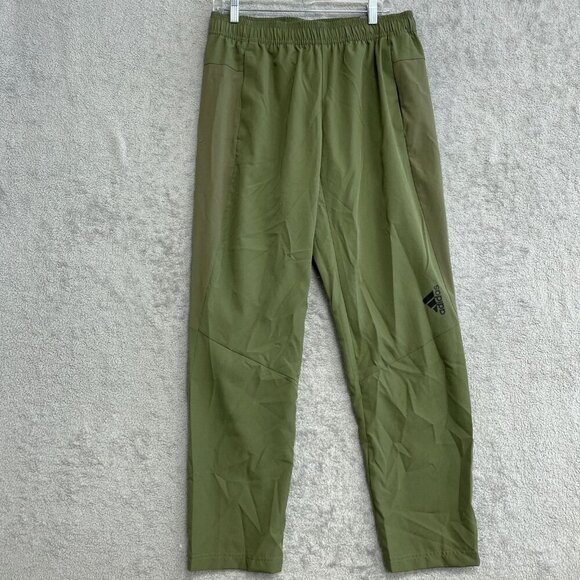 NEW Adidas Men's L Aeroready Training Track Pants Olive/Black Polyester - Picture 2 of 11